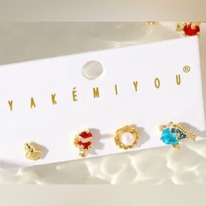 14K Gold Disney Nemo & Dory Theme Mismatched Stud Earrings Set Character